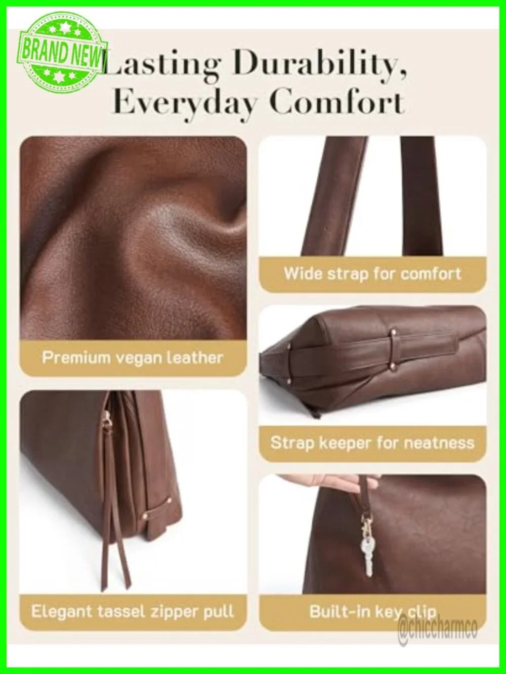 Hobo Shoulder Bag Leather Tote Crossbody Purse Adjustable Strap Women